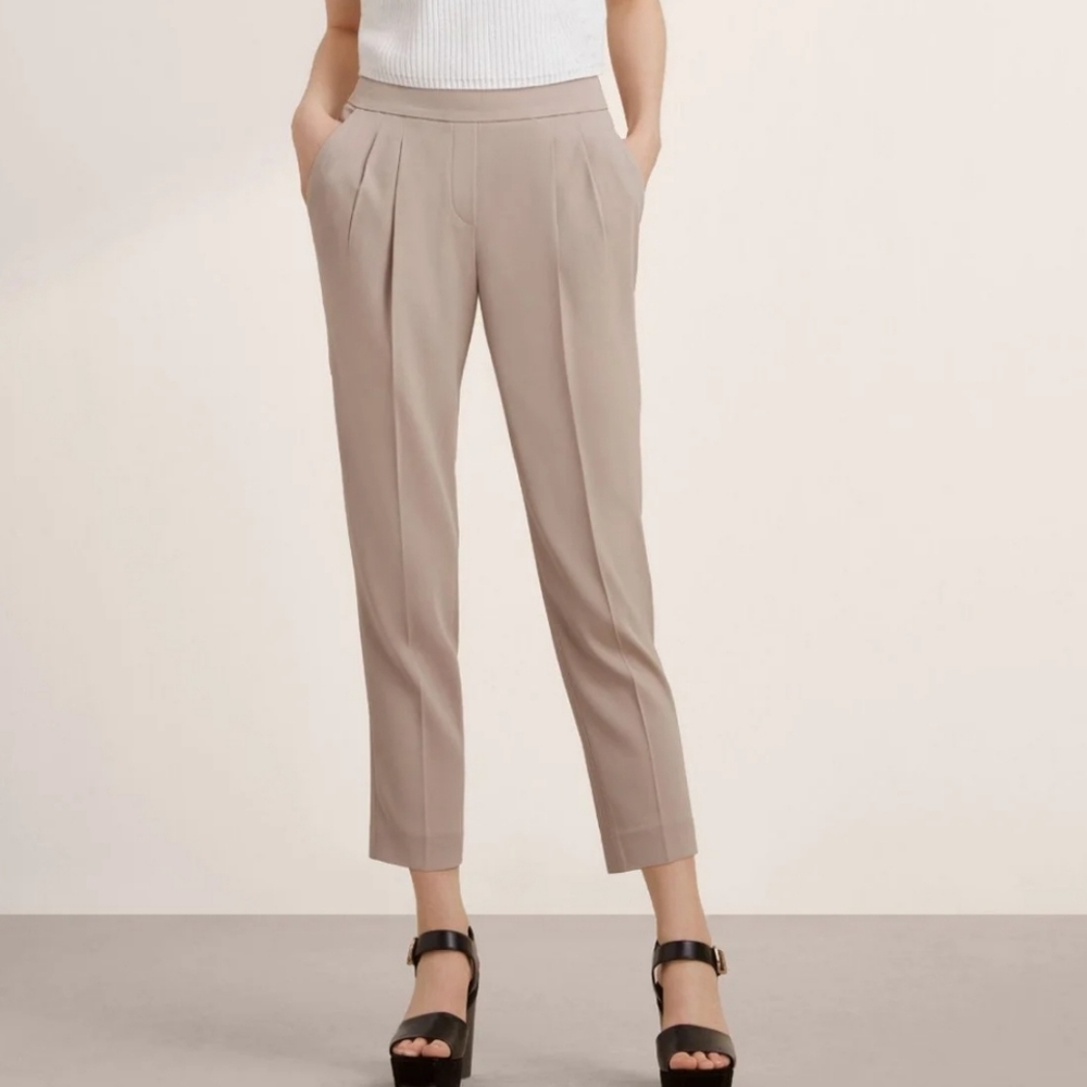 Babaton Taupe Pleated Front Dress Pants